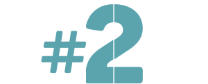 Un número dos grande de color azul con un símbolo de numeral a su izquierda sobre un fondo gris claro, representando el distrito comercial Westside de Salt Lake y sus oportunidades de desarrollo en Utah listas para comenzar.